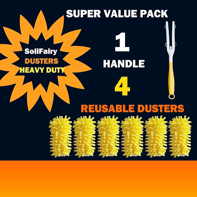 Reusable Duster for Swiffer, 4 Refills +1 Handle, 360 Heavy Duty Duster Refill - Image 6