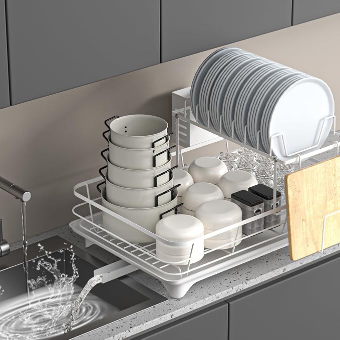 Dish Drying Rack, 2-Tier Rustproof Steel Kitchen Organizer - Image 2