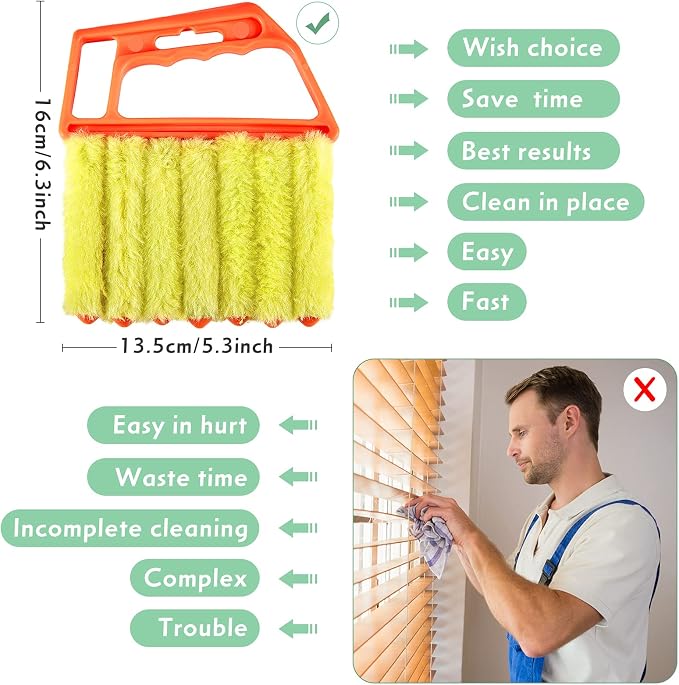 Geiserailie 3 Pieces Blind Cleaner Duster Tool 7 Finger Dusting Cleaner - Image 6
