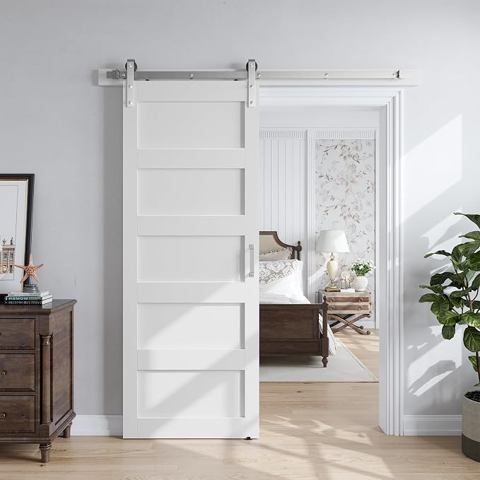 SmartStandard 30x84 inch White Barn Door by SMARTSTANDARD