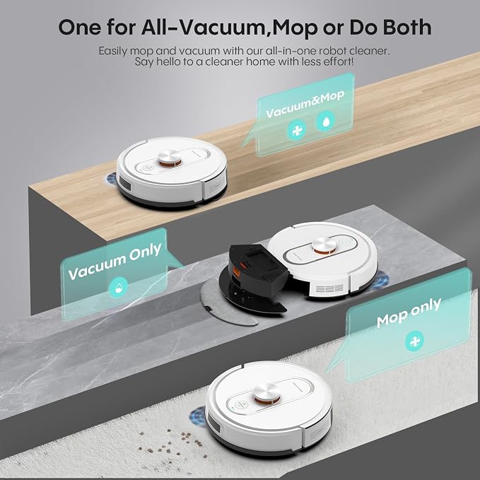 Bagotte Robot Vacuum and Mop Self Emptying, 5000Pa Suction, 60-Day Hands-Free - Image 2