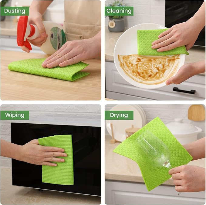 Homaxy Swedish Dishcloths for Kitchen, 10 Pack Reusable and Washable Cellulose - Image 5