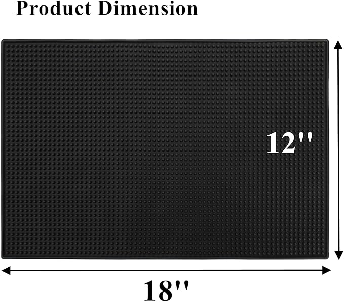 Tebery 2 Pack Black Bar Mat, Non Slip Cocktail Service Spill Mats - Image 2