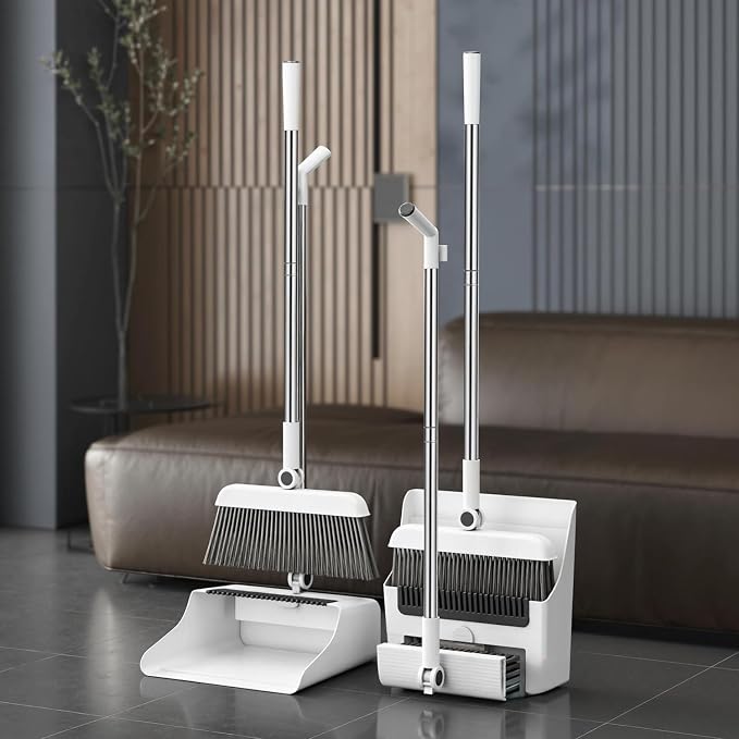 Upgrade 3-in-1 Standing Broom and Dustpan Cleaning Set, Long Handle Soft Bristle - Image 8