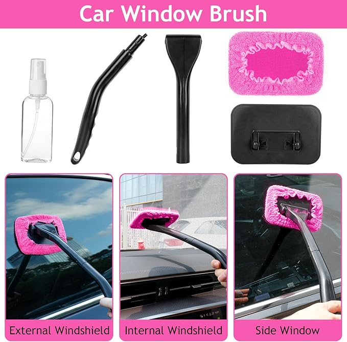 THINKWORK Pink Car Duster Interior Kit, Perfect Car Detailing Brush Kit - Image 2