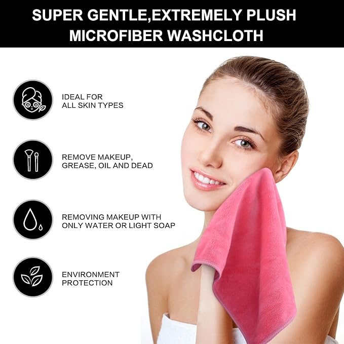 SINLAND Microfiber Facial Cloths Fast Drying Washcloth 12inch x 12inch Dark - Image 4
