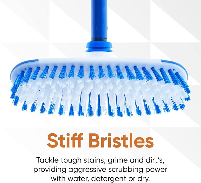 Superio Deck Scrub Brush with Long Handle 54", Heavy Duty Stiff Bristles Grout - Image 3