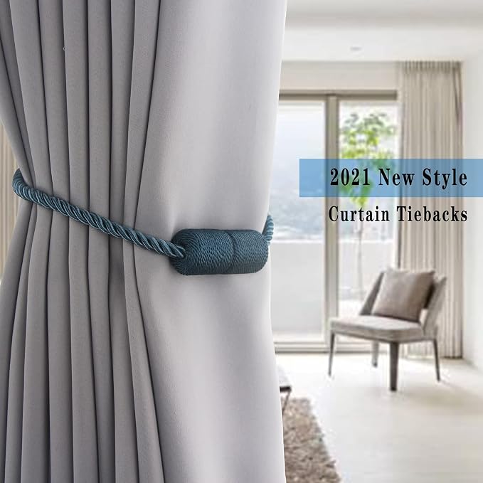 4 Pack Blue Strong Magnetic Curtain Tiebacks Outdoor Elegant Decorative Tie - Image 6