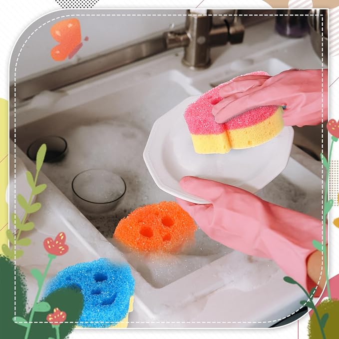 6 Pcs Dog Dual Sided Scrub Sponge Cleaning Sponges Cute Temperature Sensitive - Image 7
