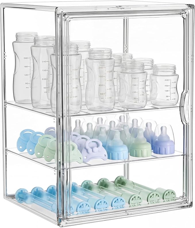 Baby Bottle Organizer for Countertop, X-Large Clear Bottle Storage Organizer by Unknown