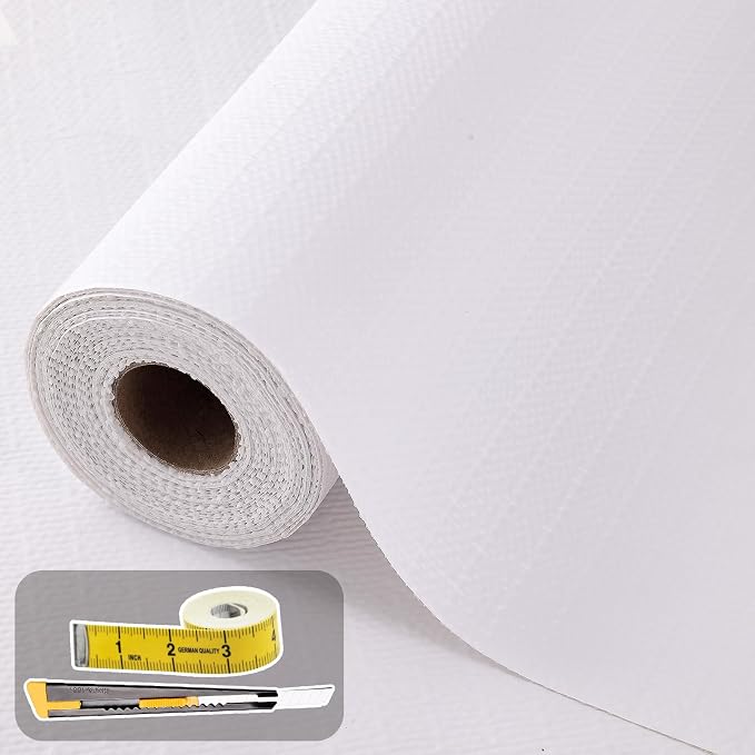 Shelf Liners for Kitchen Cabinets 12in x 30FT Non Adhesive Drawer Liner White by Oneoftheworld