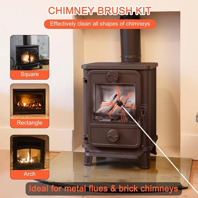 Chimney Sweep Brushes Replacement, 1/2'' External Thread, Brush Cleaning Range - Image 6