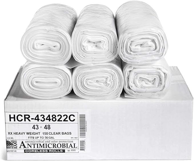 Aluf Plastics High Density Trash Bags, 56 Gallon, 22 Micron, by AlufPlastics