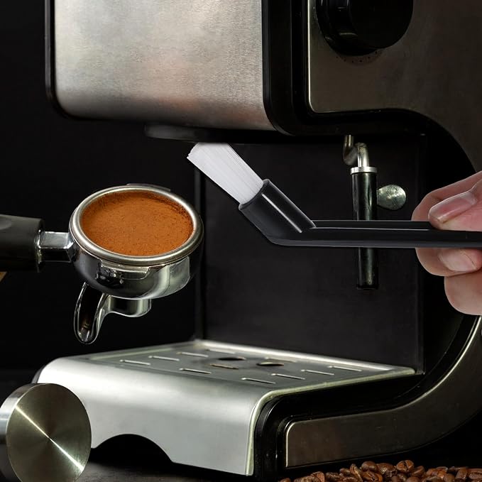 6" Nylon Head Espresso Brush, Bent Head Anti-Scalding Black Coffee Grinder - Image 5