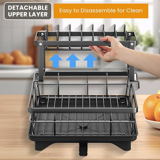 Dish Drying Rack, 2-Tier Rustproof Steel Kitchen Organizer - Image 3