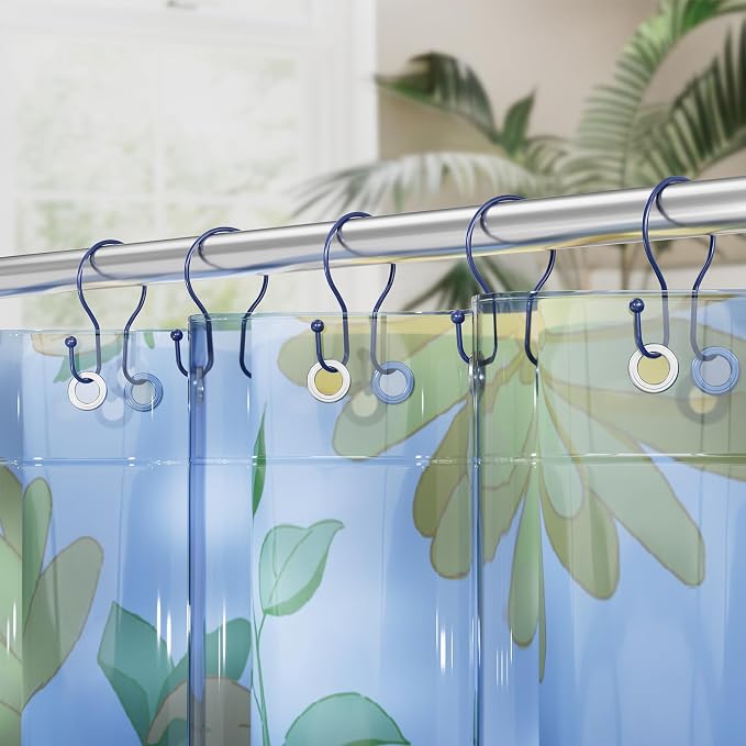 AmazerBath Shower Curtain Hooks Blue Shower Curtain Rings, Simple Double Hook - Image 8