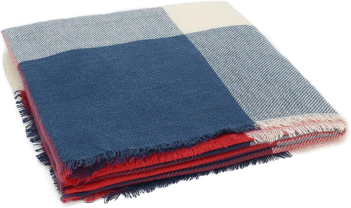 American Trends Women's Cozy Warm Winter Fall Blanket Scarf Stylish Soft Chunky Checked Giant Scarves Shawls