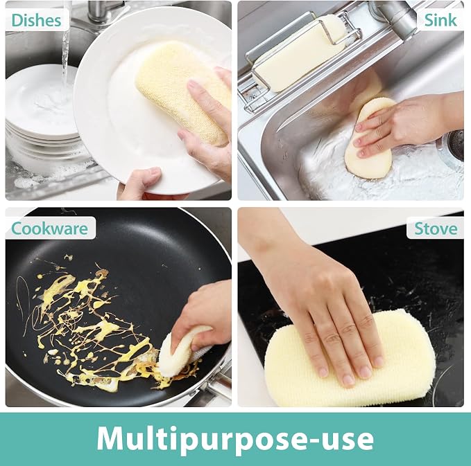 Sponges Kitchen Scrub Dish Sponge Scouring Pad, 12 Pack Cleaning Brush Scrubber - Image 5
