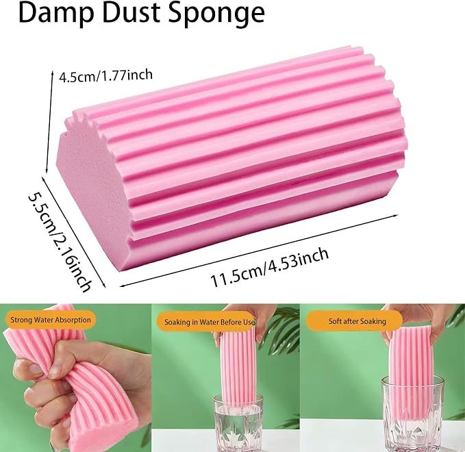 Damp Clean Duster Sponge 4 Pack Household Cleaning Sponges Reusable Dusting - Image 2