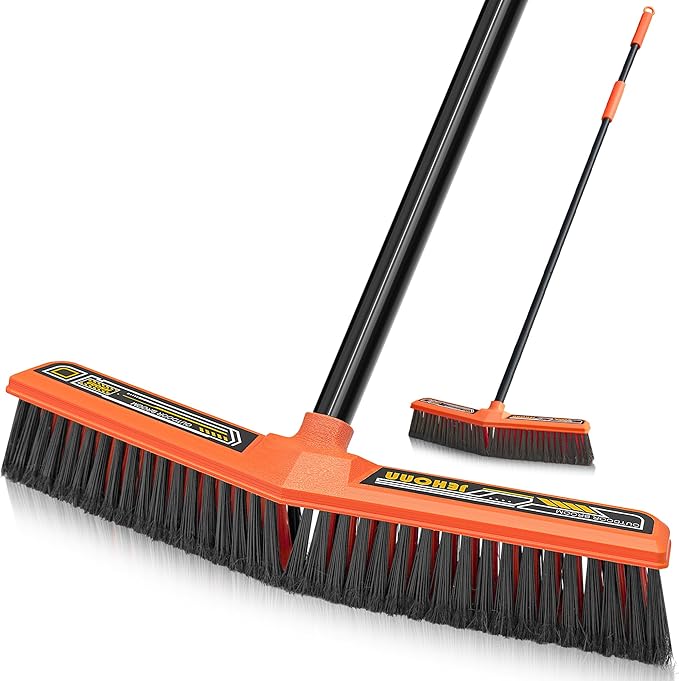 JEHONN Push Broom Outdoor Heavy Duty, 15.7 inches V-Shaped Stiff Bristle by JEHONN