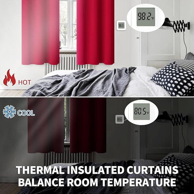 BGment Red Blackout Curtains 63 Inches Long - Image 3
