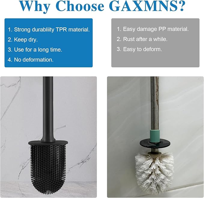 Silicone Toilet Brush and Holder Bendable Efficient Cleaning Wall Mounted - Image 4