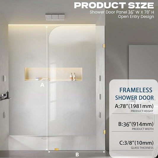 Frameless Shower Door, 3/8" Glass Shower Doors - Image 2