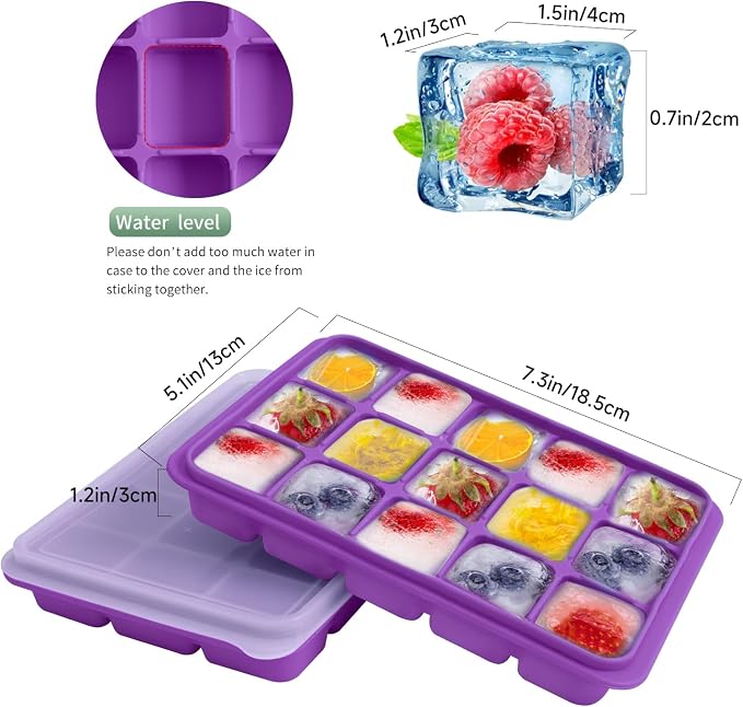 Tvmania Ice Cube Trays Set of 2, Easy Release 15 Flexible Silicone Ice Cube - Image 3