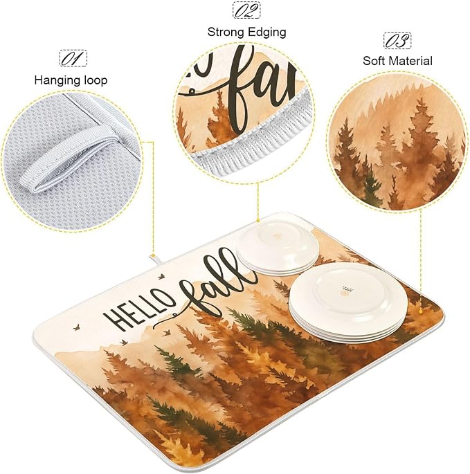 Hello Fall Forest Dish Drying Mat - Image 4