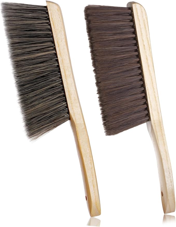 Rbenxia 2 Pieces Wooden Handle Bench Brushes Horse Hair Brushes Soft Bristles by Rbenxia