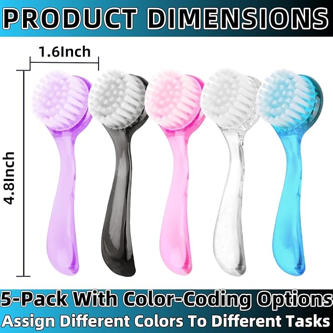 Soft Nail Dust Cleaning Brush 5Pcs Handle Grip Fingernail Brush Nail Dust Brush - Image 2