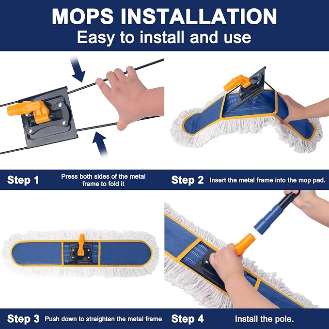 24" Commercial Dust Mop for Floor Cleaning, Heavy Duty Floor Duster - Image 6
