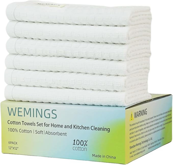 Cotton Dishcloths Set for Home and Kitchen Cleaning by Wemings