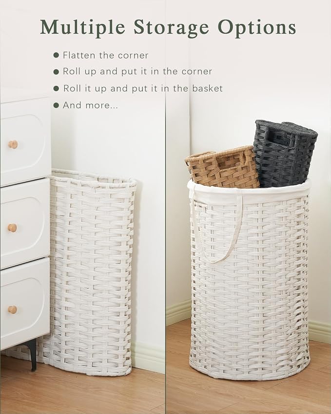Laundry Hamper Laundry Basket Round 19.0 Gal Handwoven Rattan Laundry Basket - Image 6