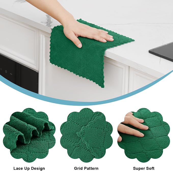 Homaxy 12 Pack Kitchen Dish Cloths, Super Soft and Absorbent Coral Velvet Dish - Image 2