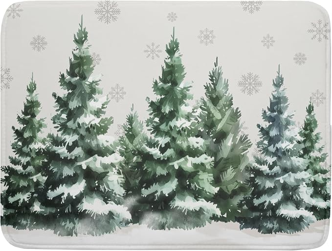 Christmas Dish Drying Mat 16x18 Inch Xmas Forest Tree Absorbent Dish Drainer by Kawani