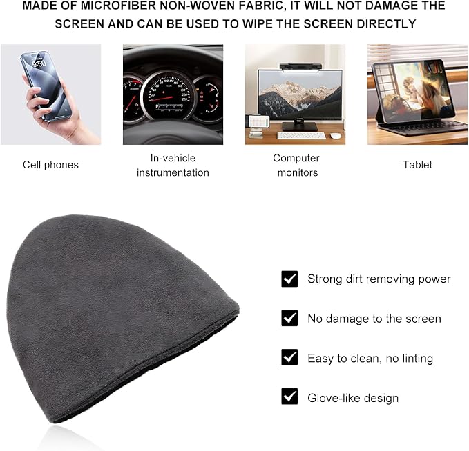 Car Screen Cleaner, Soft Microfiber Cloth Touch Screen Wipe Triangle Cleaning - Image 3