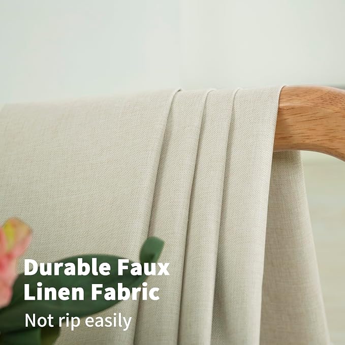 YoungsTex 80 Inch Length Linen 100% Blackout Curtains - Image 8