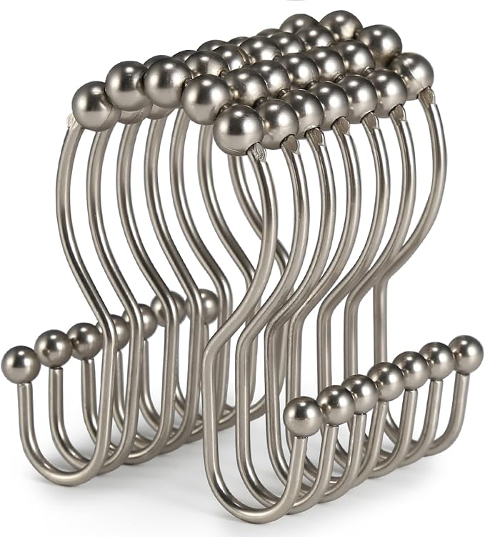 Goowin Shower Curtain Hooks, Stainless Steel Shower Curtain Hangers, Double by Goowin