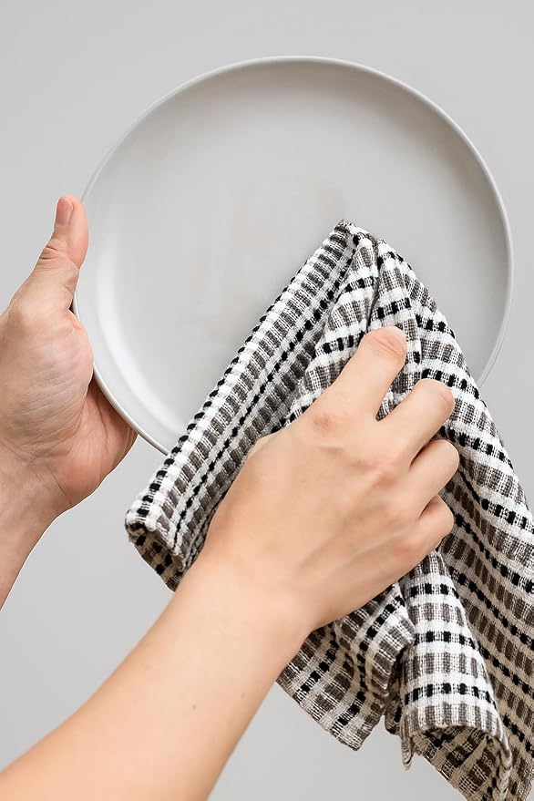 Thanksgiving Kitchen Towels- Set of 3 100% Cotton Solid Dark Gray and - Image 5
