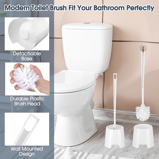 Mimorou 12 Sets Toilet Brushes and Holders Set White Toilet Bowl Brushes - Image 3