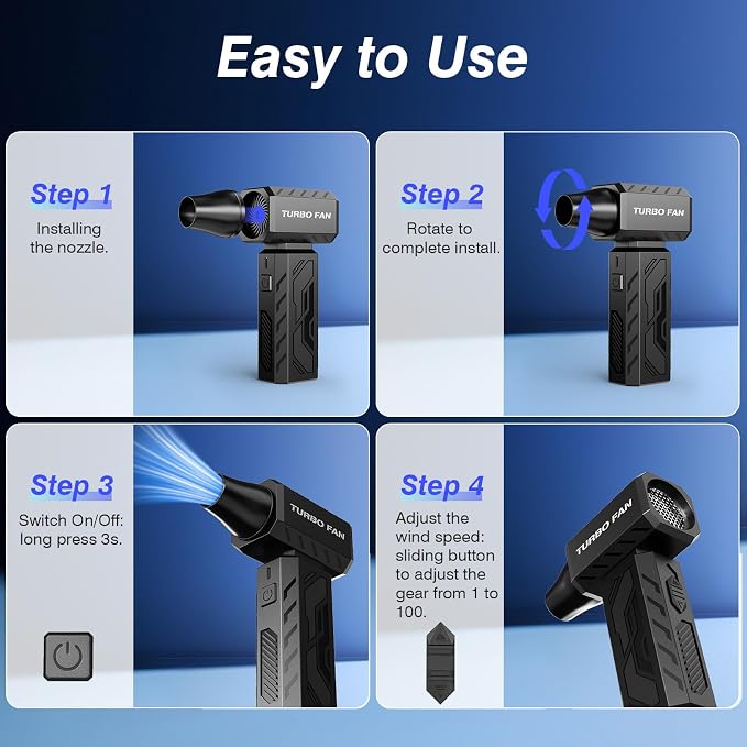Compressed Air Duster, 390000RPM Powerful Electric Air Duster, 100-Gear - Image 7
