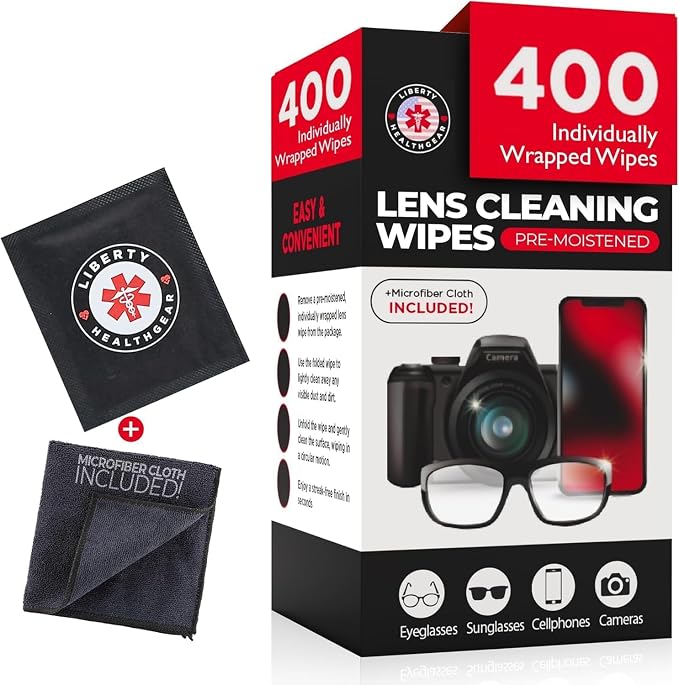 400 Eyeglass Cleaning Wipes + Microfiber Cloth - Image 3