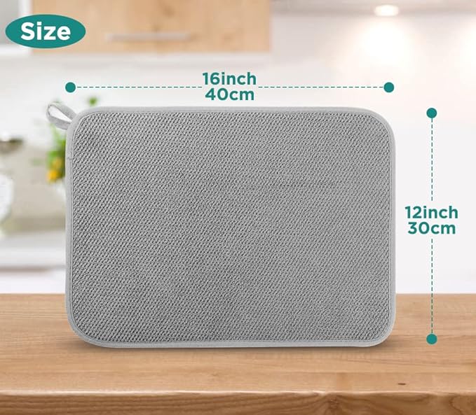 Microfiber Dish Drying Mat, Super Absorbent Kitchen Dish Drying Pad - Image 2