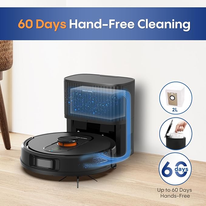 Robot Vacuum and Mop with Self-Emptying, 5000Pa Robot Vacuum Cleaner with LiDAR - Image 2