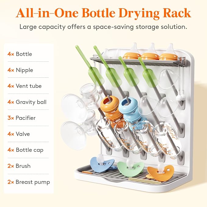 Lifewit Large Baby Bottle Drying Rack, 15 Hooks Vertical Rack Dryer - Image 4