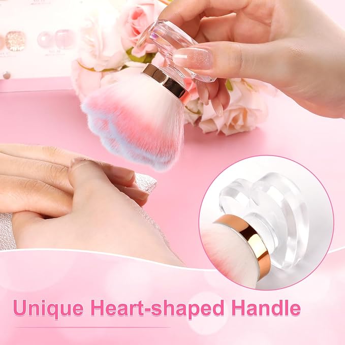 ANGNYA Nail Dust Brush, Rose-shaped Head and Heart-shaped Handle Dust Brush - Image 7