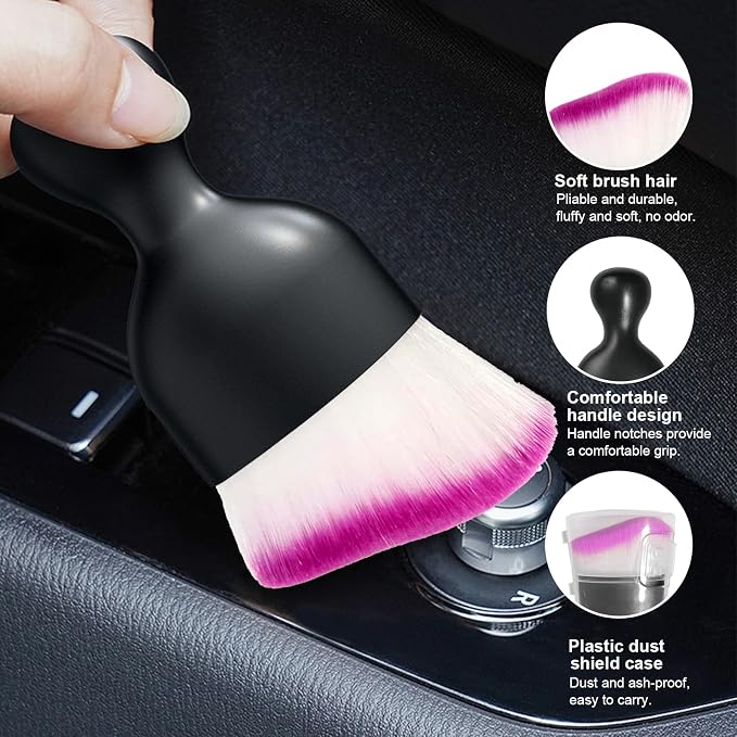 Ziciner 2 PCS Car Detailing Brush, Curved Soft Bristles Auto Removal Dust - Image 3