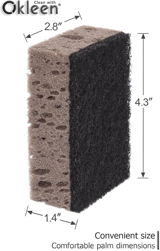 Taupe Multi Use Scrub Sponges. Made in Europe. 18 Pack, 4.3x2.8x1.4 inches. - Image 5