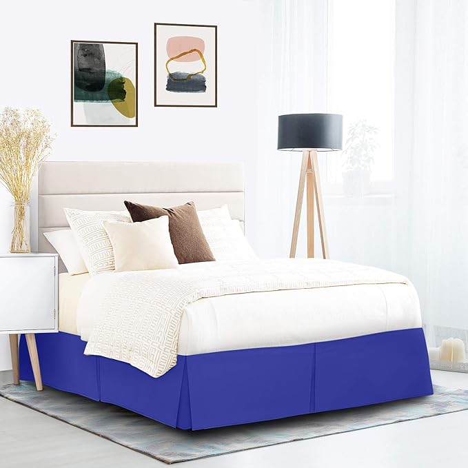 Nestl Royal Blue Twin Bed Skirt - Twin Size Bed Skirt 14 Inch Drop - Brushed Microfiber Bed Skirts - Hotel Quality Pleated Bed Skirt - Shrinkage & Fade Resistant